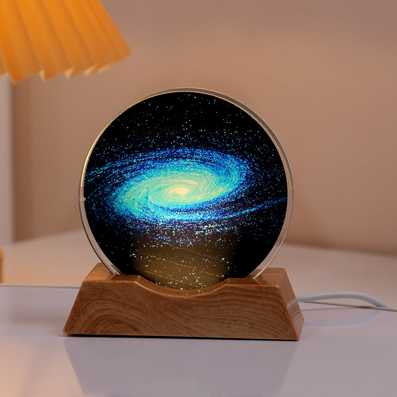 Astronaut Planet Table Lamp Crystal Night Light Illuminated Decorative Piece