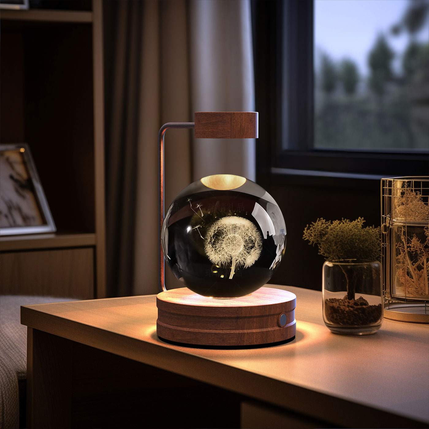 Crystal Ball Night Light – 3D Cosmic LED Bedside Lamp