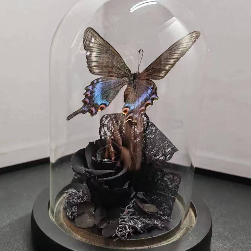 Green Belt Real Butterfly Specimens Art Glass Cover