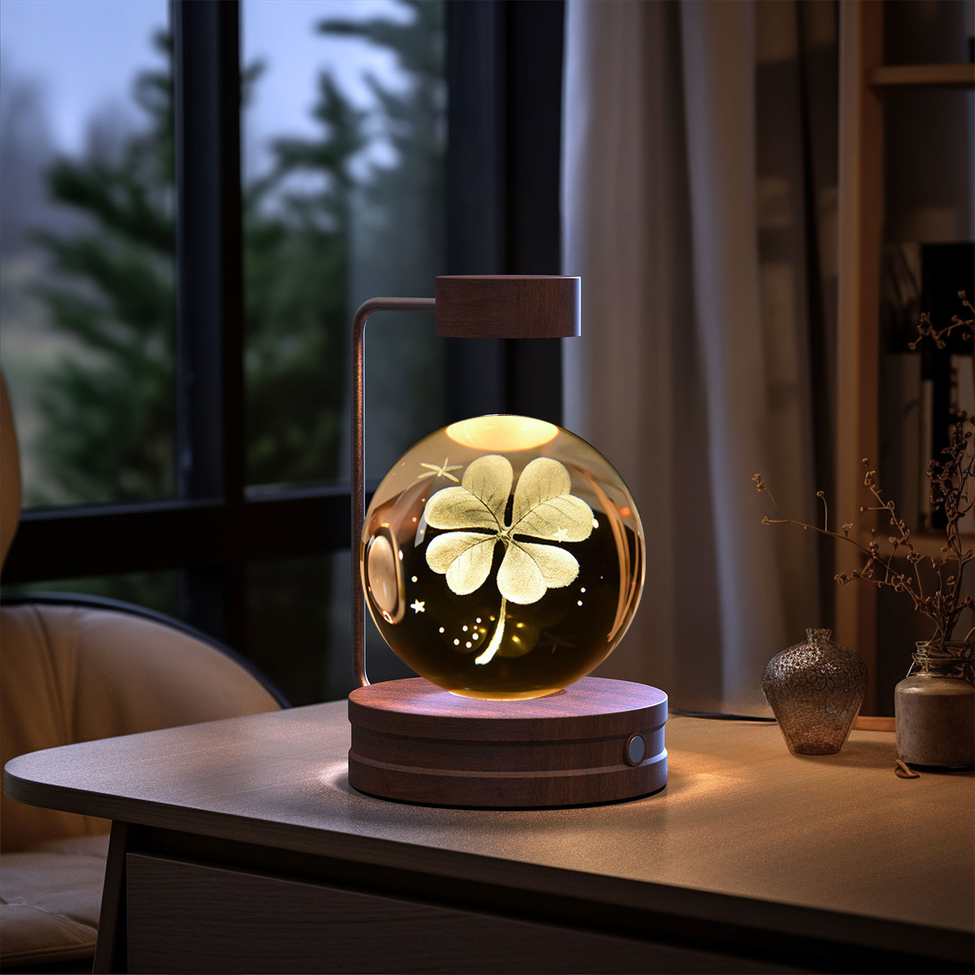 Crystal Ball Night Light – 3D Cosmic LED Bedside Lamp