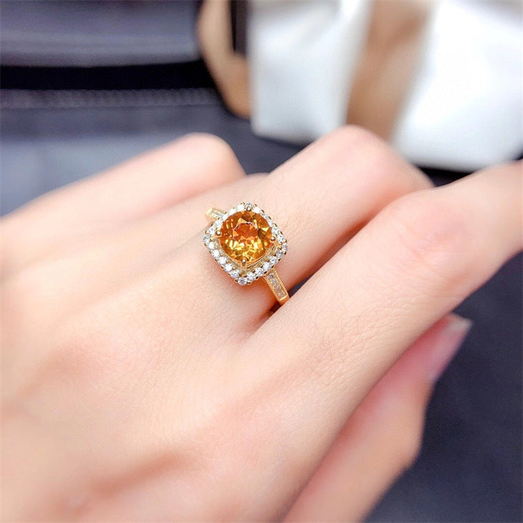 Natural Brazilian Citrine Ring – Silver Inlay | Luck & Prosperity