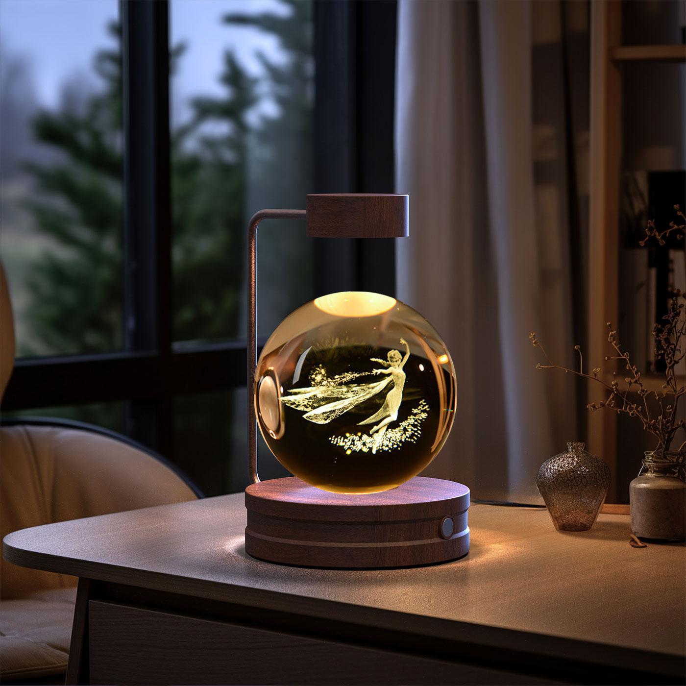 Crystal Ball Night Light – 3D Cosmic LED Bedside Lamp