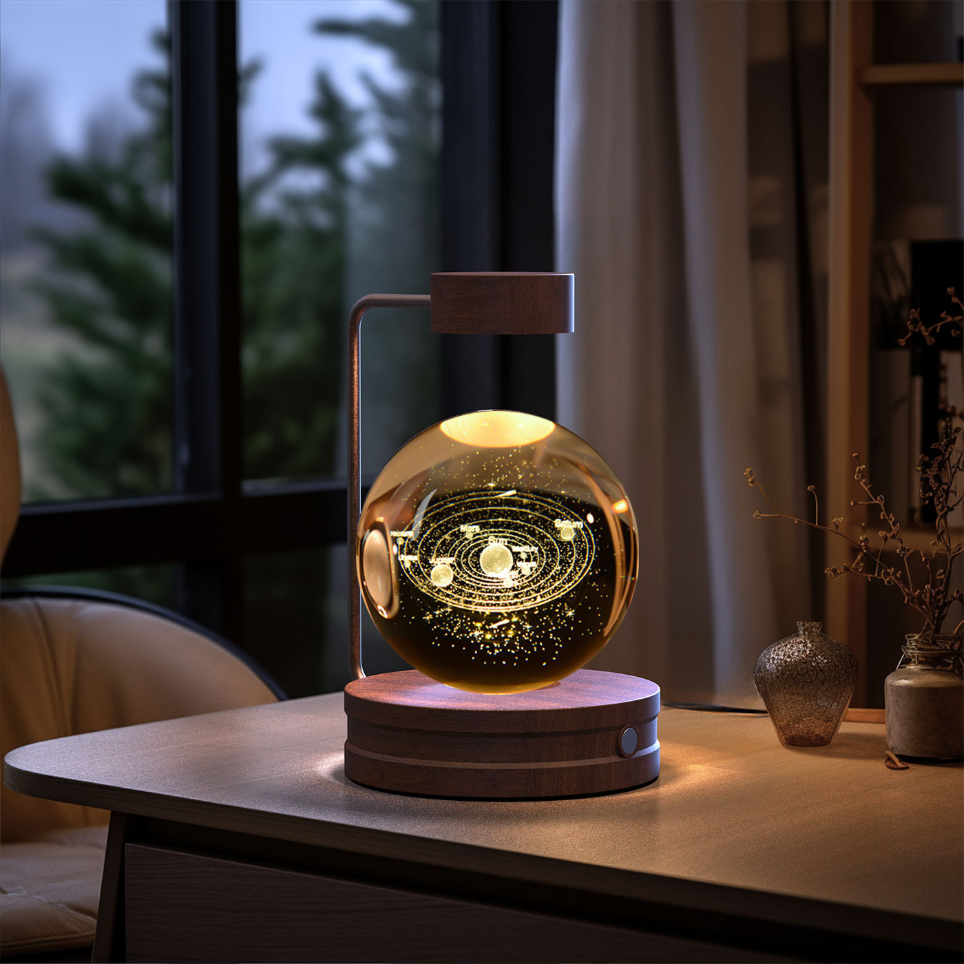 Crystal Ball Night Light – 3D Cosmic LED Bedside Lamp