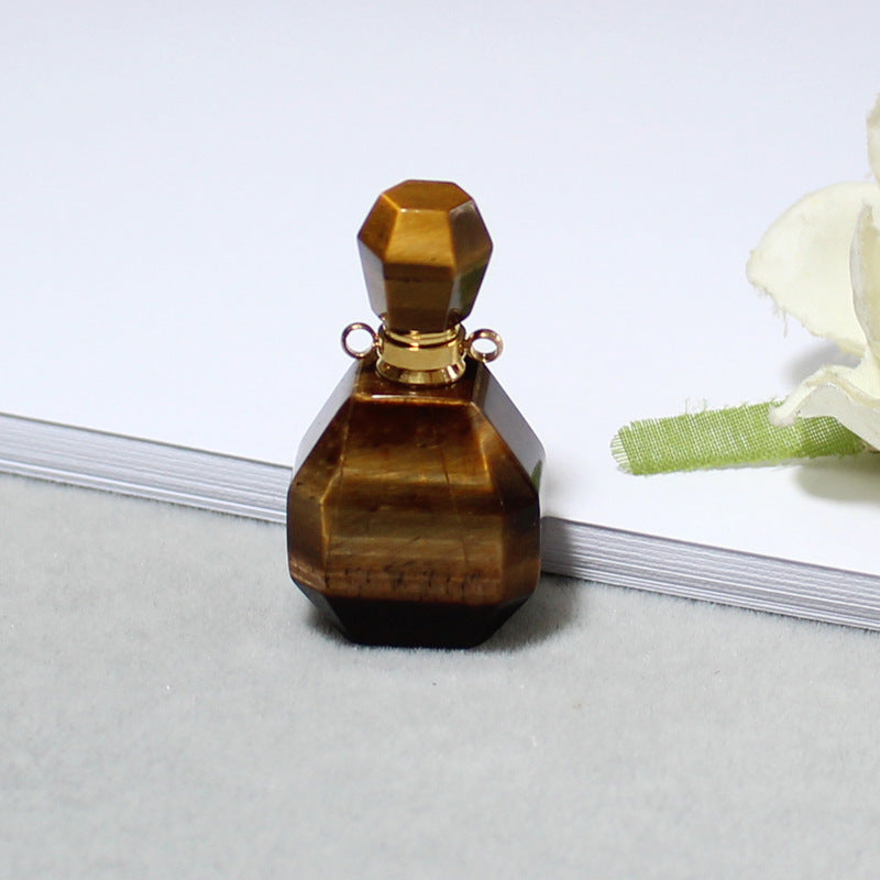 Amethyst Green Fluorite Gold Double Ring Pendant
