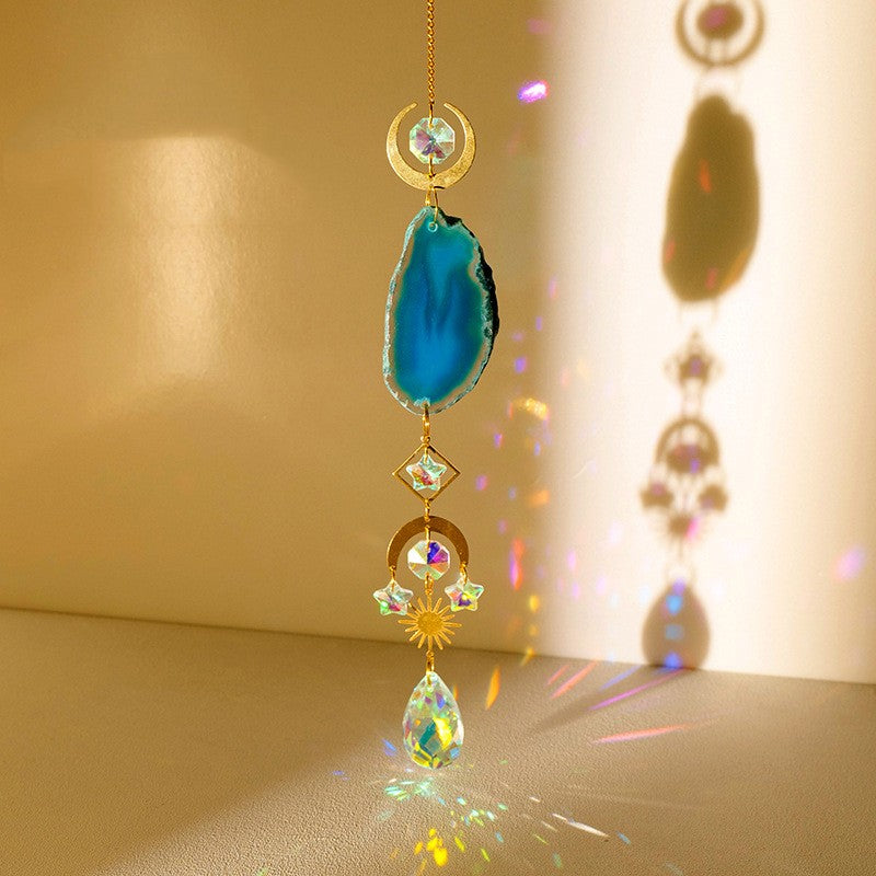 Natural Colorful Agate Slices Sun Catcher Pendant