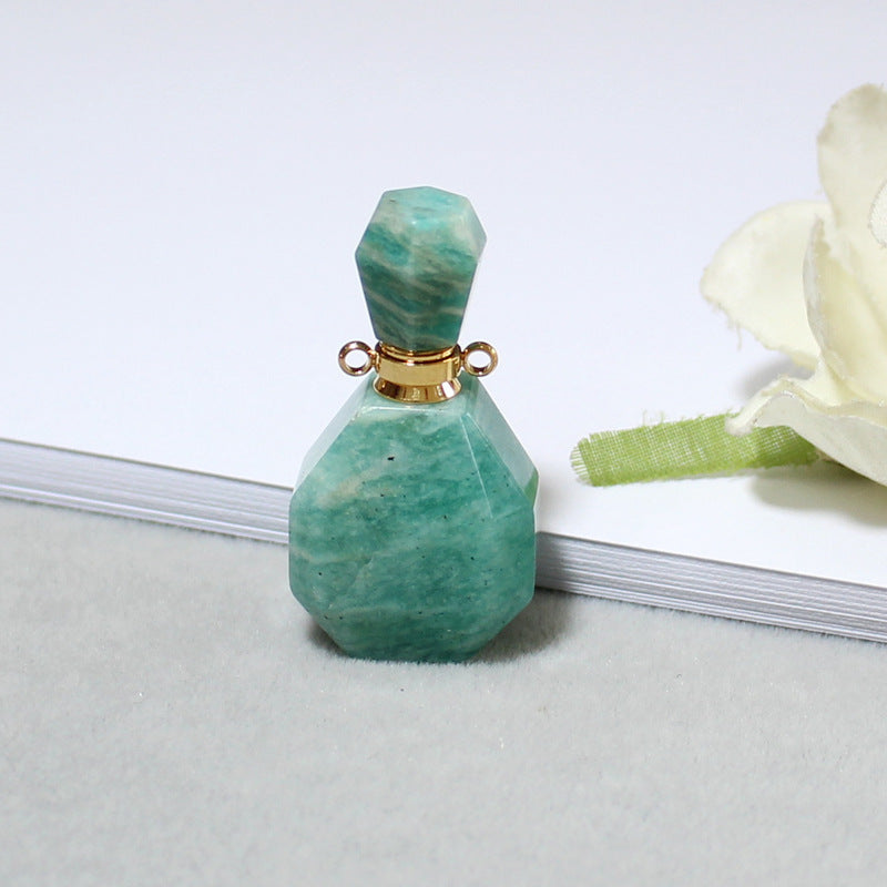Amethyst Green Fluorite Gold Double Ring Pendant