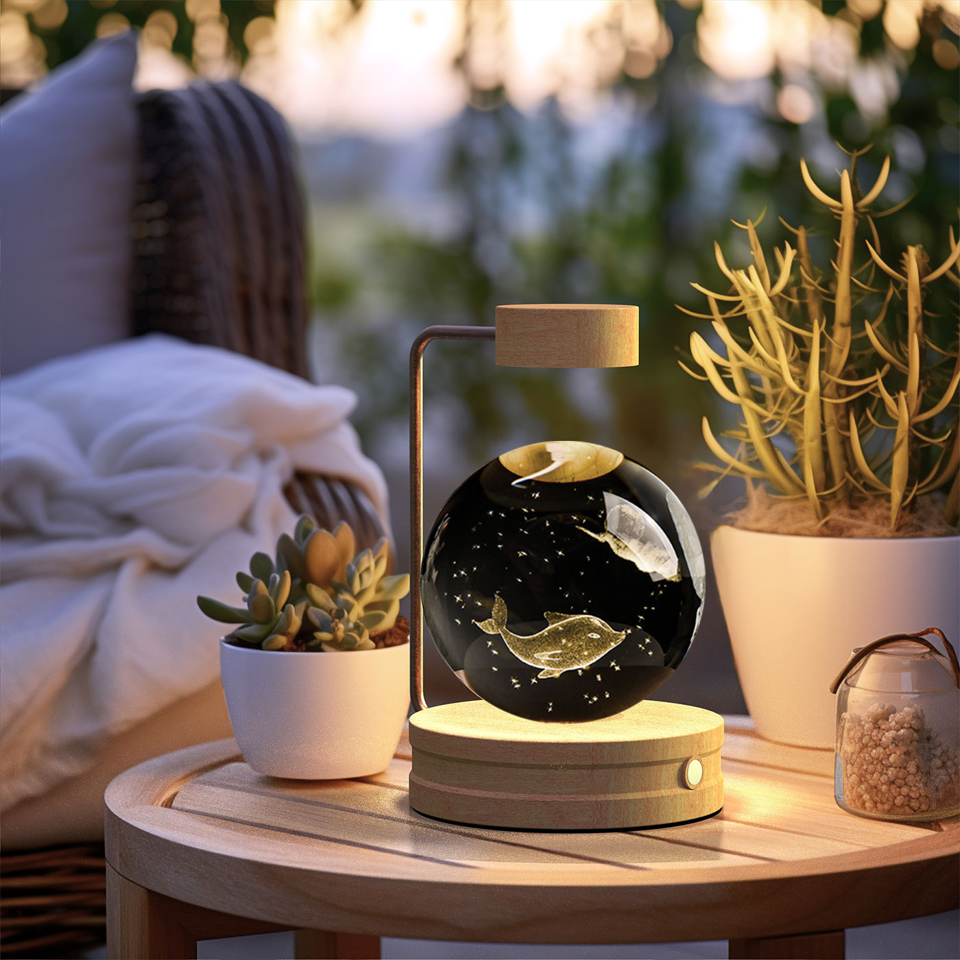 Crystal Ball Night Light – 3D Cosmic LED Bedside Lamp