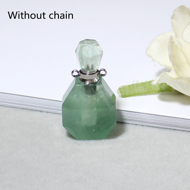 Amethyst Green Fluorite Gold Double Ring Pendant