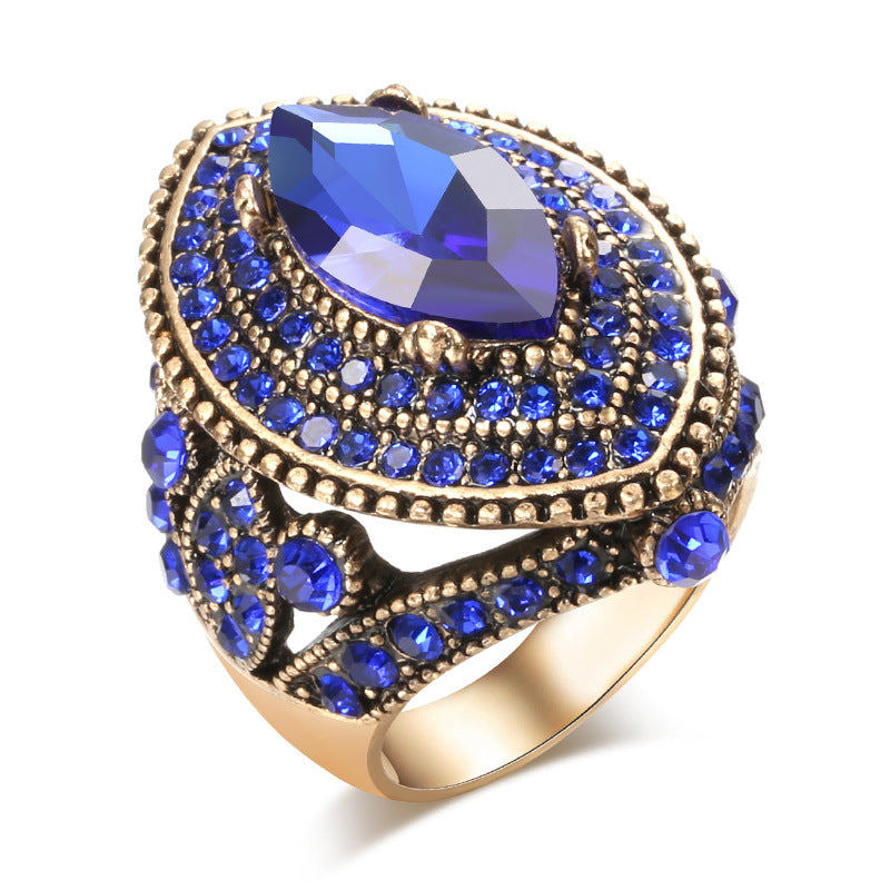 Gold Plated Crystal Gemstone Ring Fashion