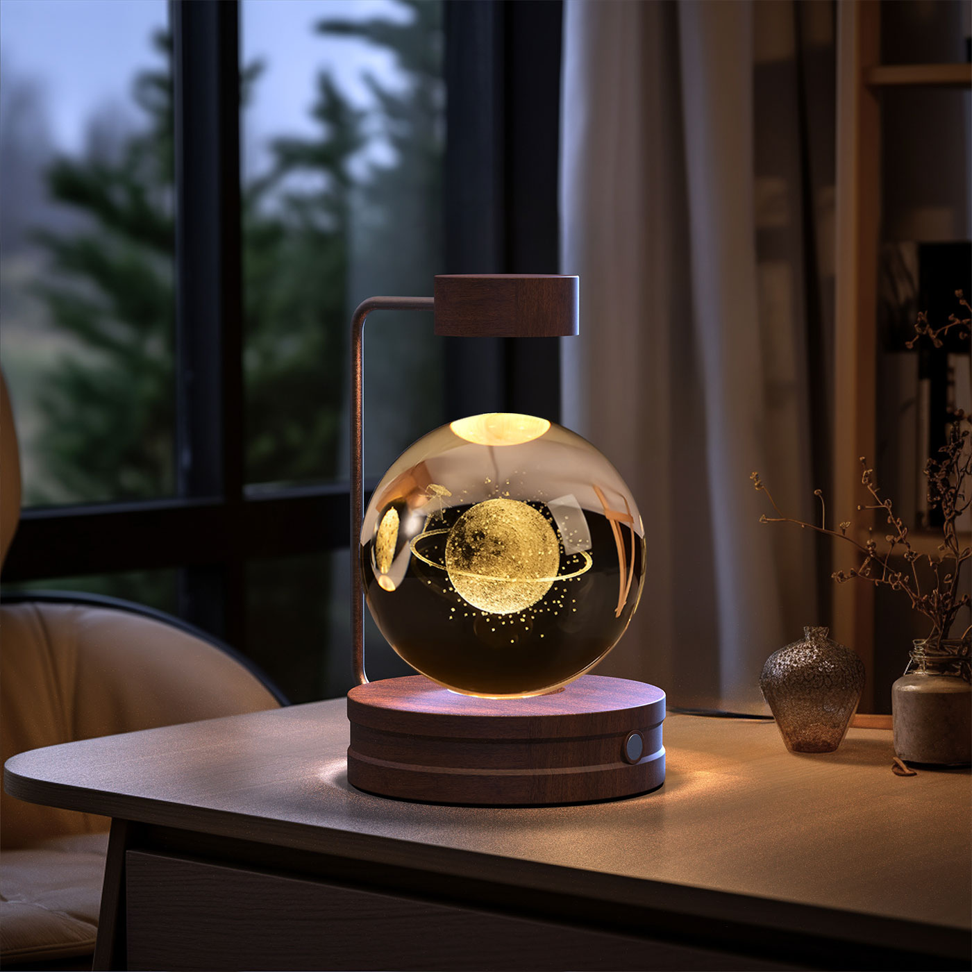Crystal Ball Night Light – 3D Cosmic LED Bedside Lamp