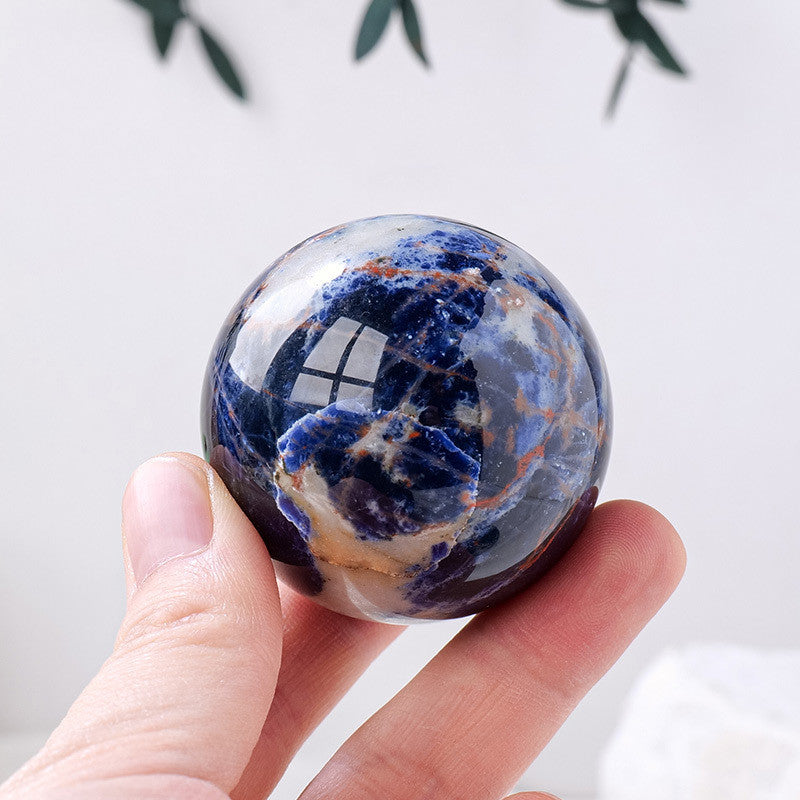 Natural Blue Stone Crystal Ball – Healing Energy Ornament