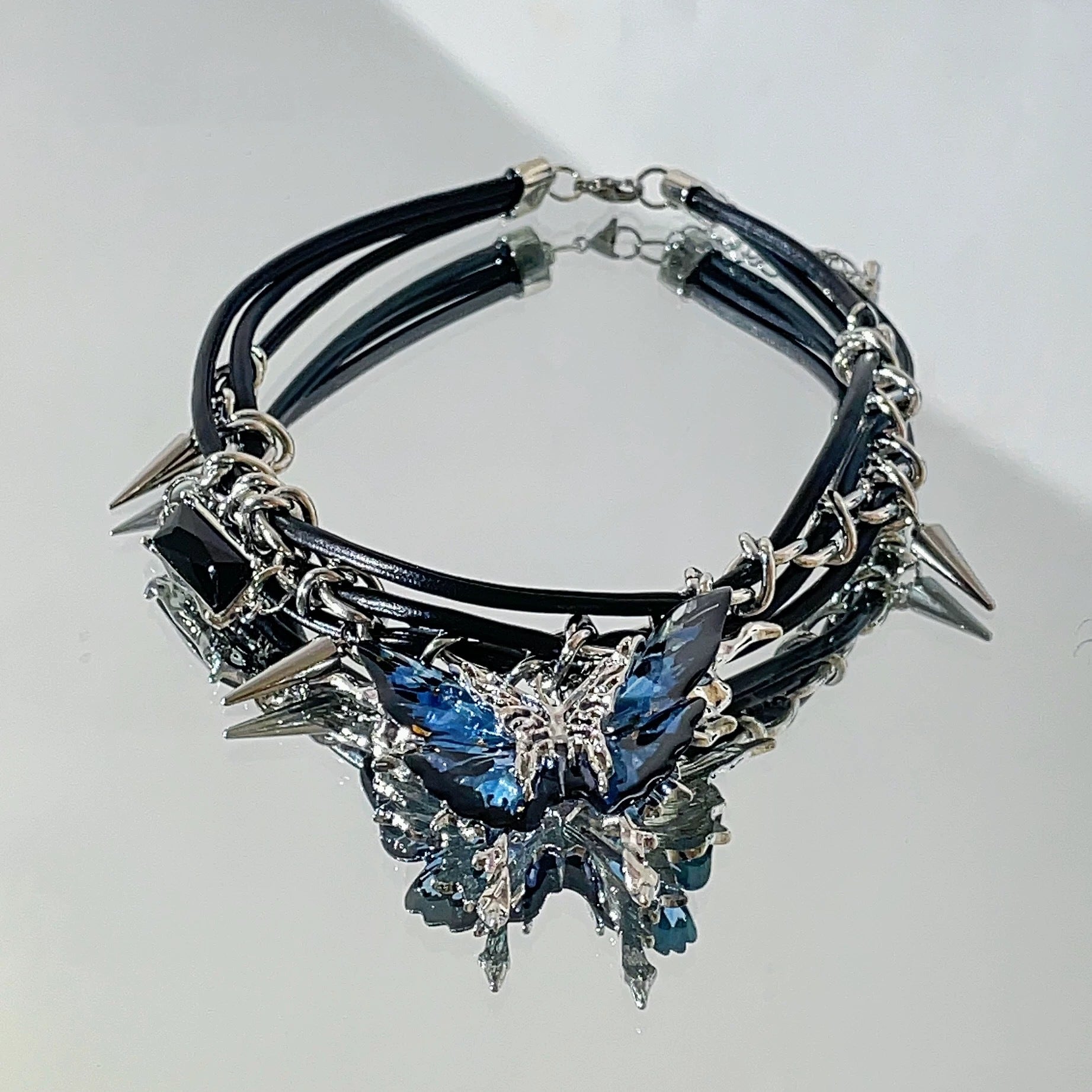 Butterfly Gemstone Chain Wrap Collar Necklace — Crystal Statement Jewelry