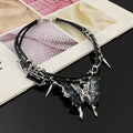 Butterfly Gemstone Chain Wrap Collar Necklace — Crystal Statement Jewelry