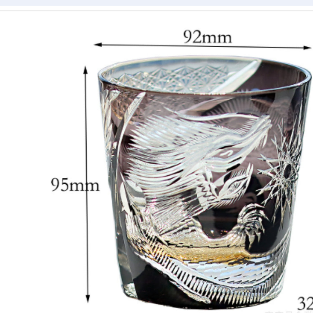 Hand-carved Crystal Glass Fluorite Whiskey Glass