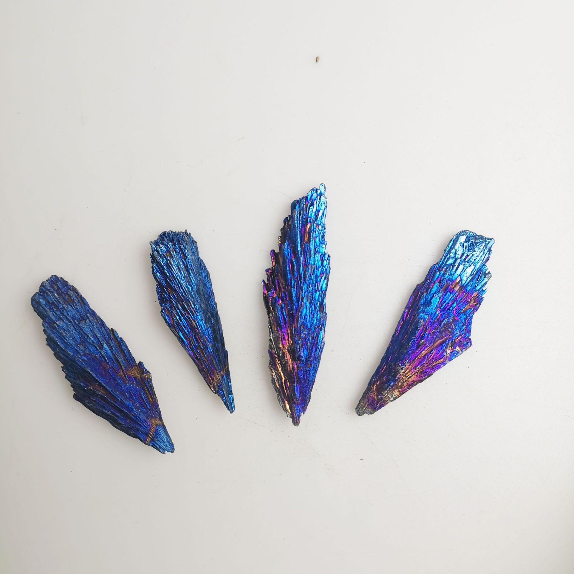 Electroplated Peacock Blue Flame Feather Vug Mineral Specimen
