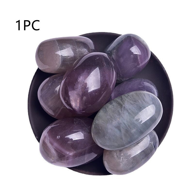 Natural Crystal Crushed Stone Rough Color Fluorite Rolling Stone Handle