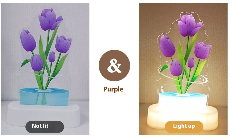 UV Color Printing Tulip Light Decorative Ornaments Small Night Lamp Home Decor