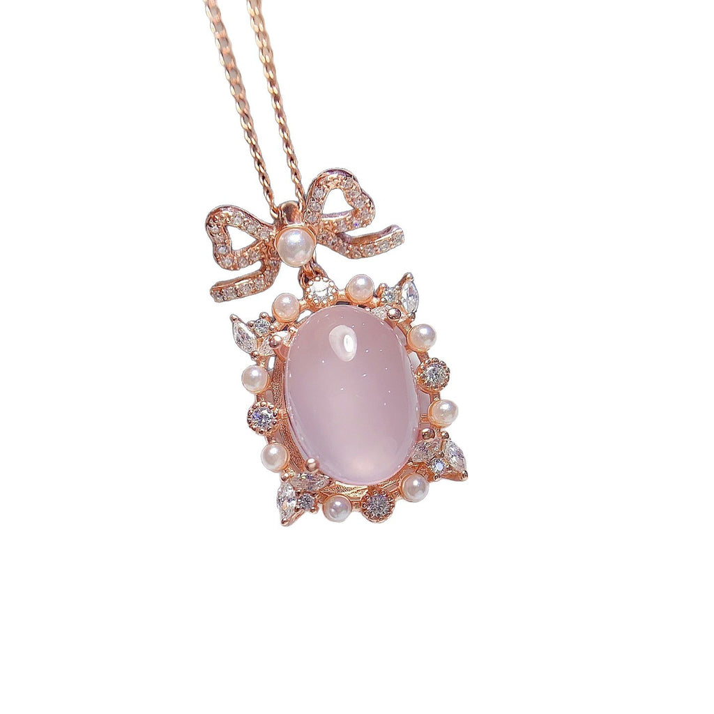 Natural  Crystal Rose Quartz Pendant 925 Silver