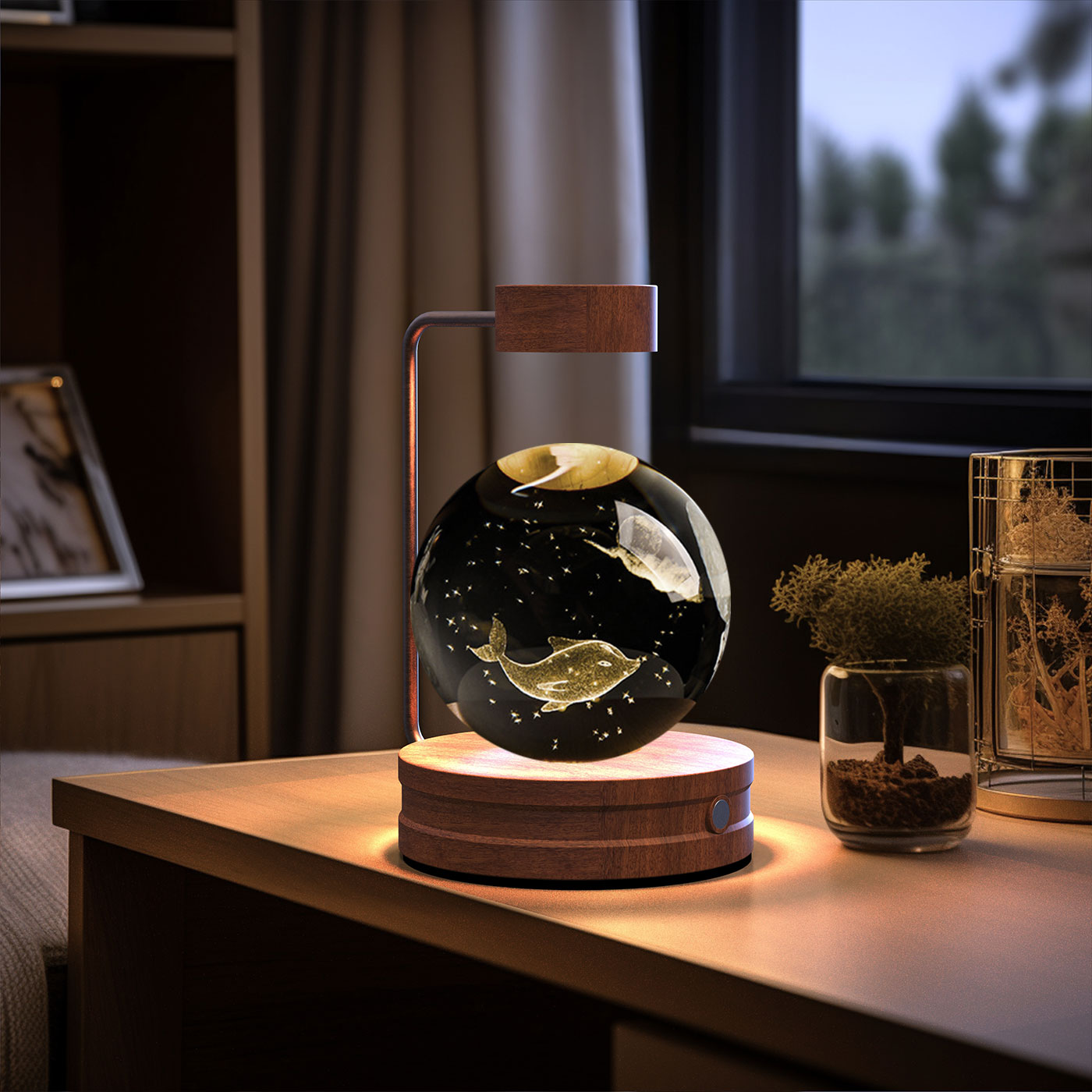 Crystal Ball Night Light – 3D Cosmic LED Bedside Lamp