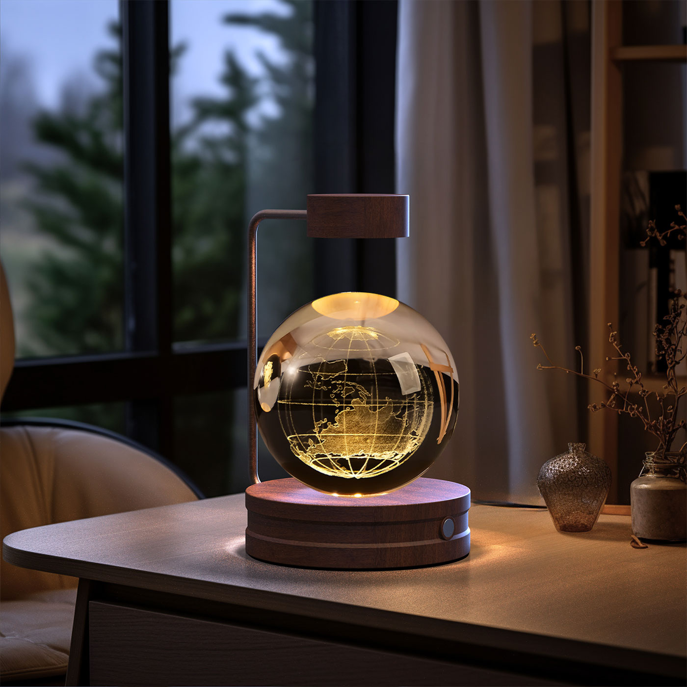 Crystal Ball Night Light – 3D Cosmic LED Bedside Lamp