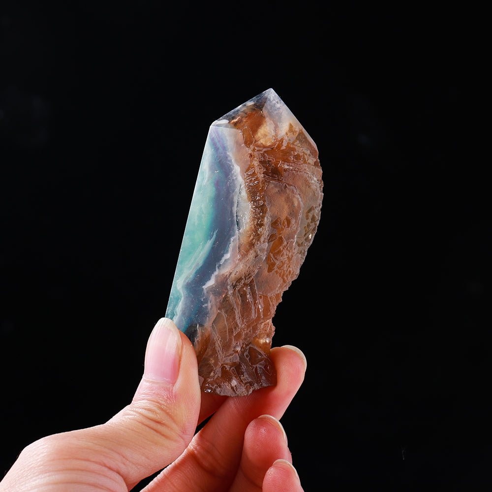 Irregular Thin Ornaments Decorated With Slices Of Natural Fluorite