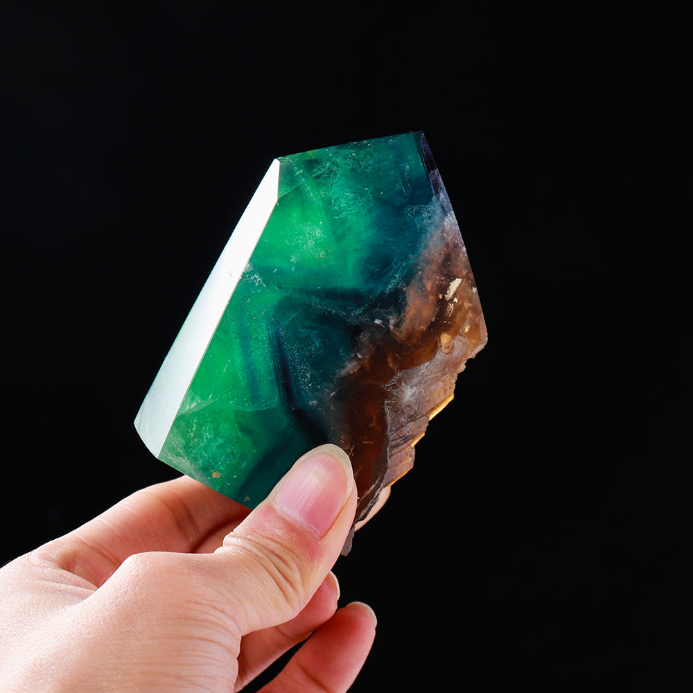 Irregular Thin Ornaments Decorated With Slices Of Natural Fluorite