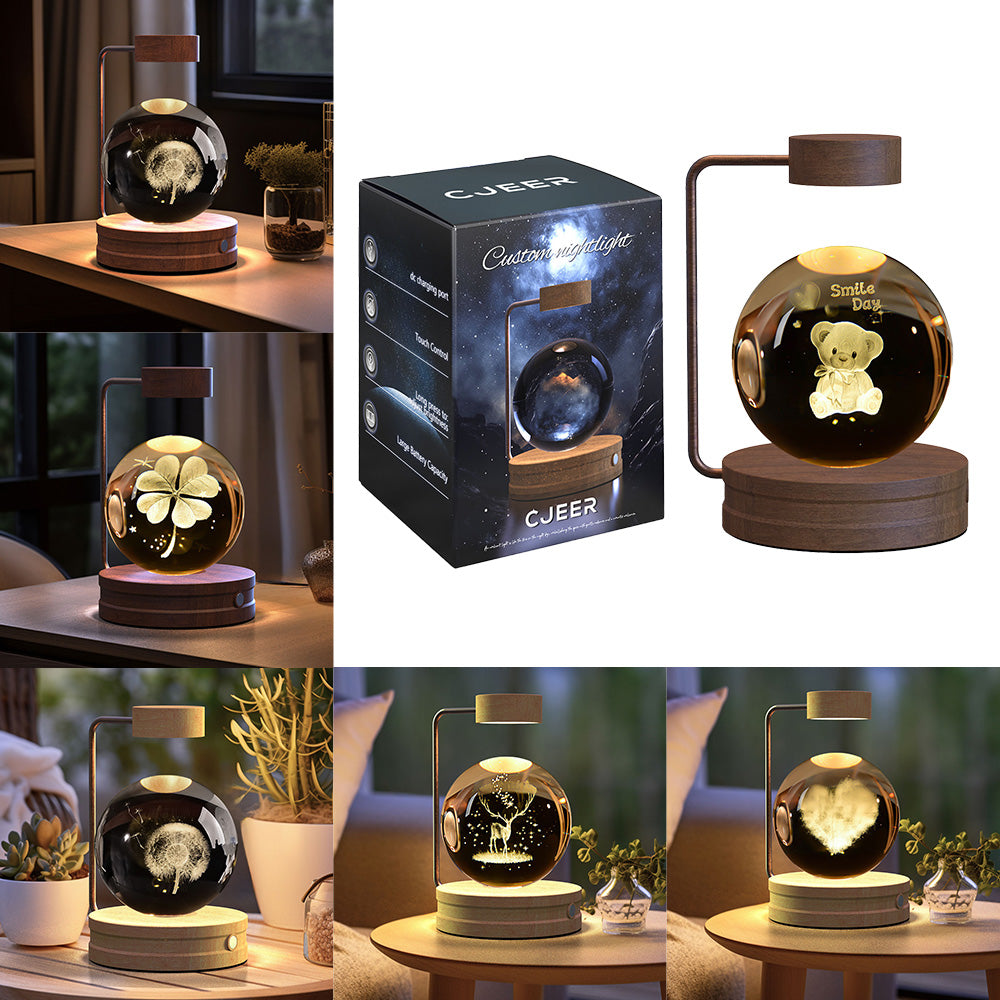 Crystal Ball Night Light – 3D Cosmic LED Bedside Lamp