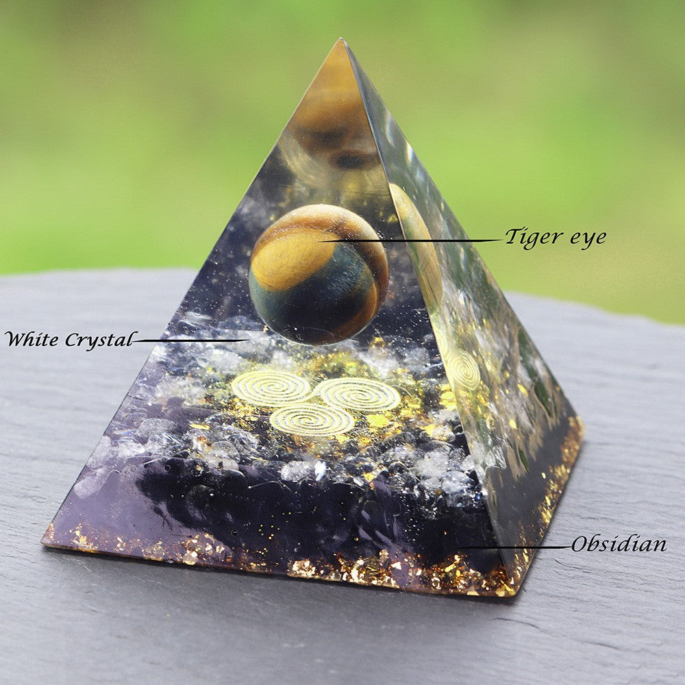 Crystal Ball Pyramid – Crushed Stone Drip Design | Energy Décor
