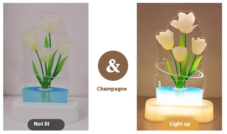 UV Color Printing Tulip Light Decorative Ornaments Small Night Lamp Home Decor