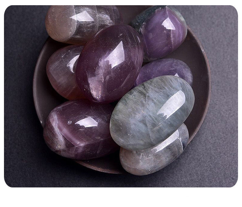 Natural Crystal Crushed Stone Rough Color Fluorite Rolling Stone Handle