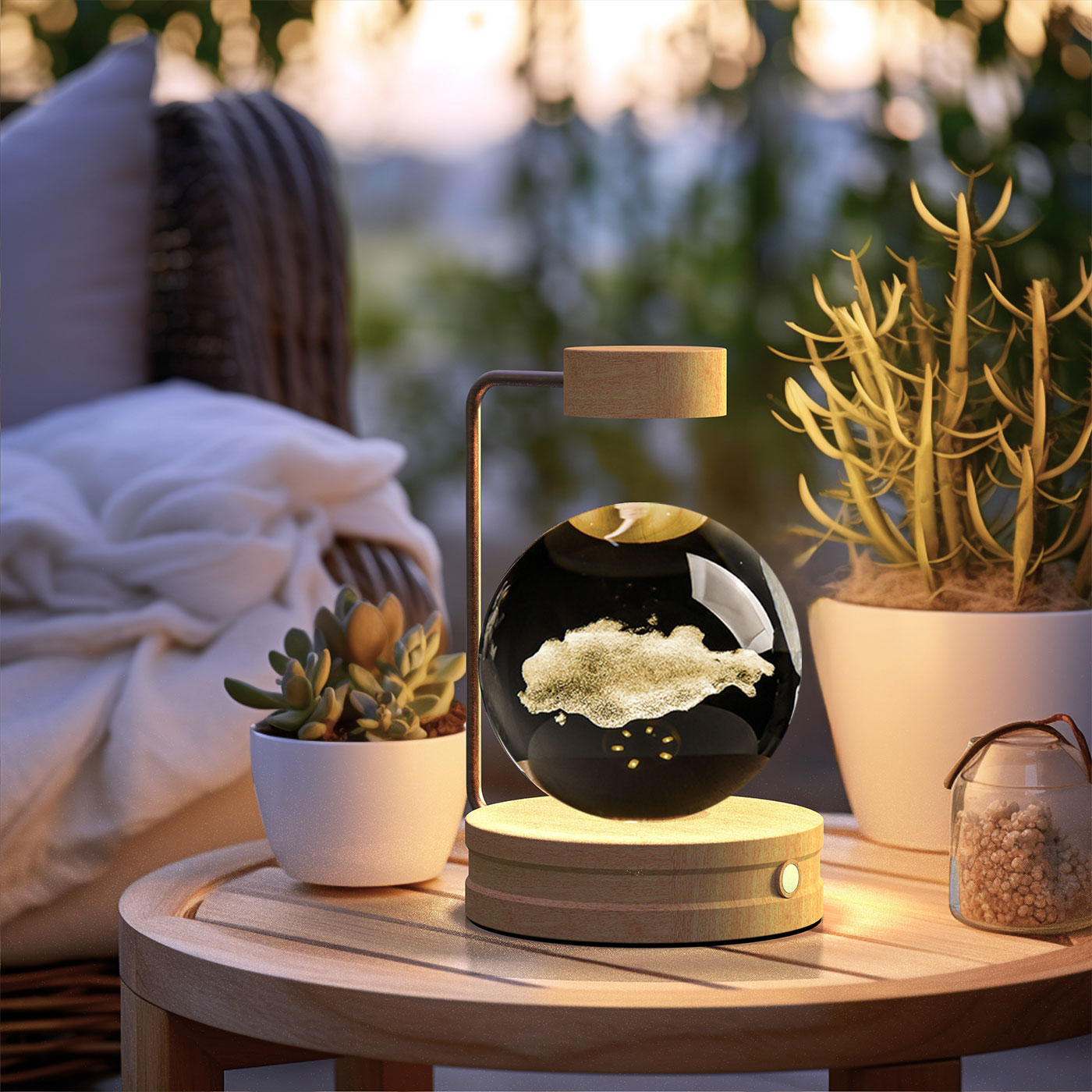 Crystal Ball Night Light – 3D Cosmic LED Bedside Lamp