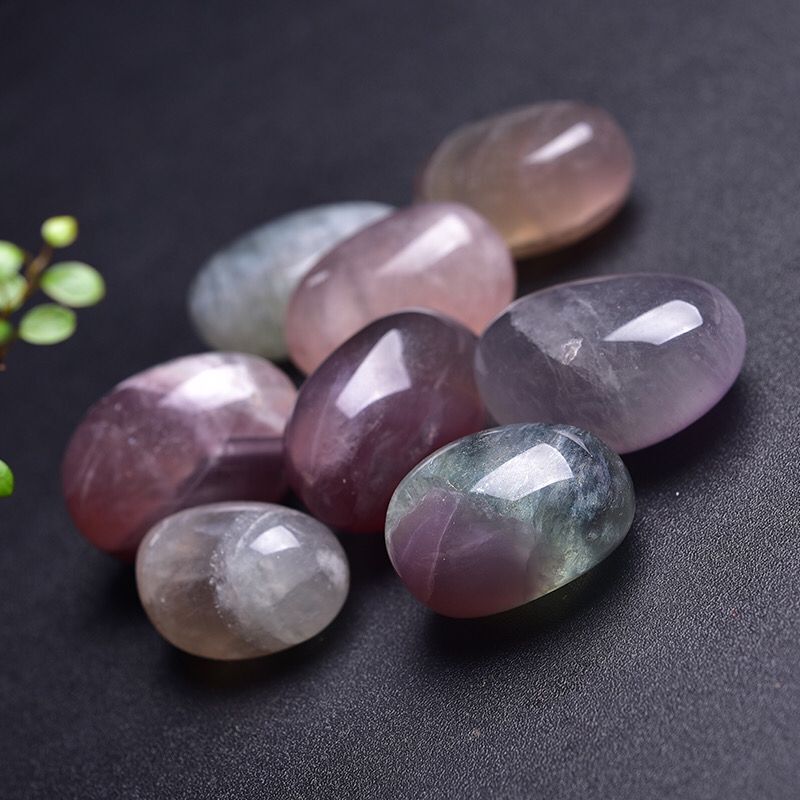 Natural Crystal Crushed Stone Rough Color Fluorite Rolling Stone Handle
