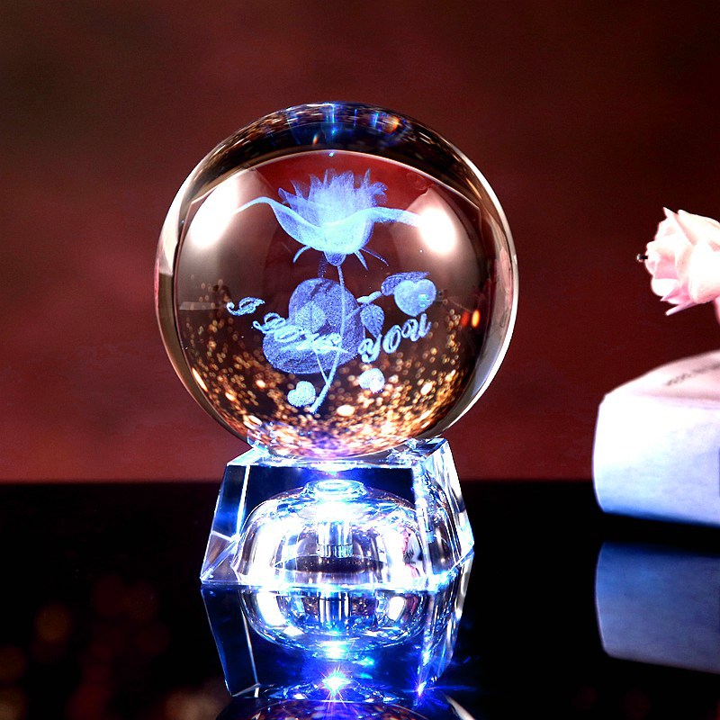 Exquisite Crystal Ball Gift Set — With LED Light Base