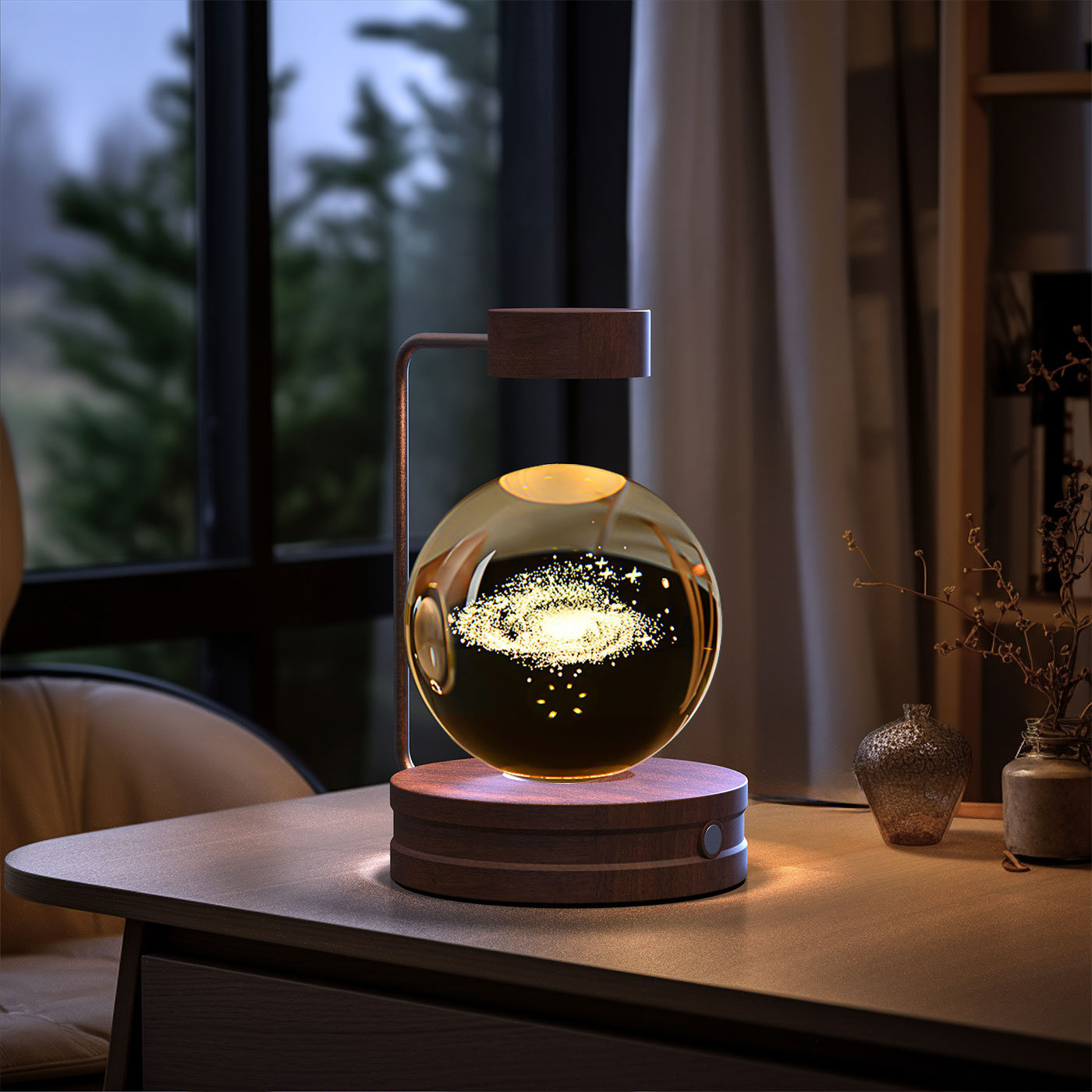 Crystal Ball Night Light – 3D Cosmic LED Bedside Lamp