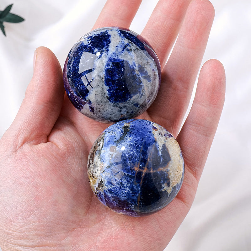 Natural Blue Stone Crystal Ball – Healing Energy Ornament